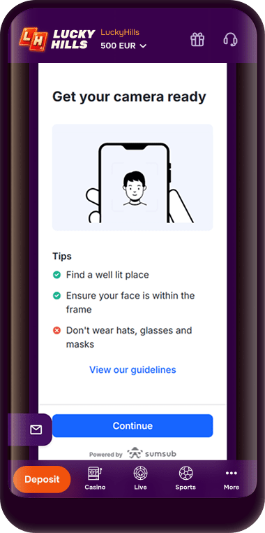 How to verify account on Lucky Hills online casino