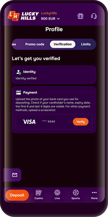 Lucky Hills account verification process for real money players